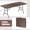 Outdoor Indoor 6 ft Folding Table with Rattan Pattern and Safety Locks